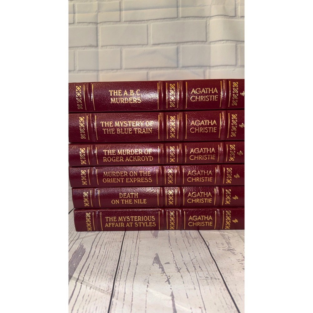 Agatha Christie Easton Press Leather Bound 6 Book Set Mint